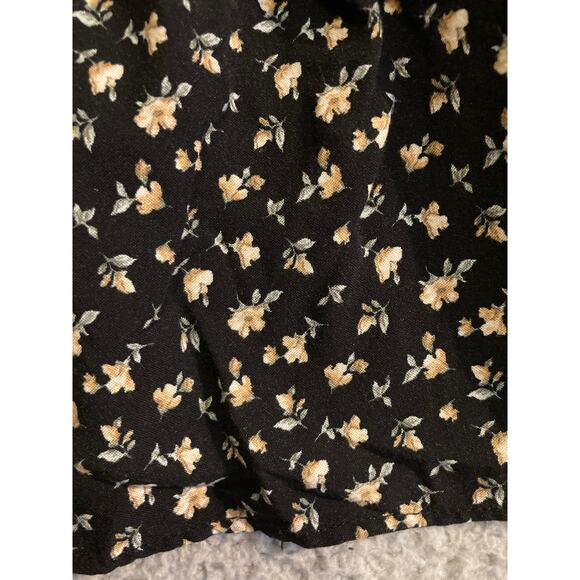 Papaya Tank Top Medium Floral Flare Stretch Smocked Black Yellow Cottage Y2K - Picture 5 of 15